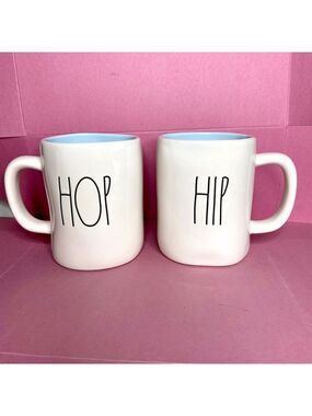 Rae Dunn White & Blue Easter HIP HOP Mugs Set NEW